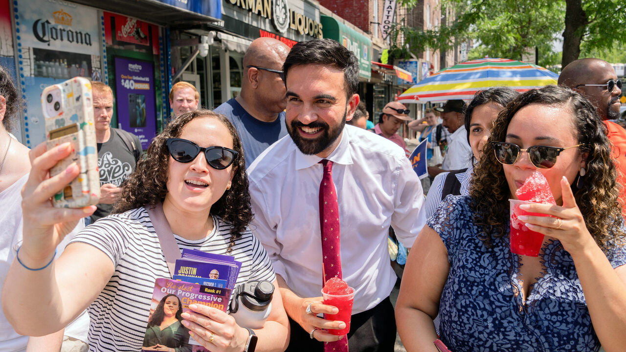 Zohran Mamdani greets supporters during a campaign event in New York, US.