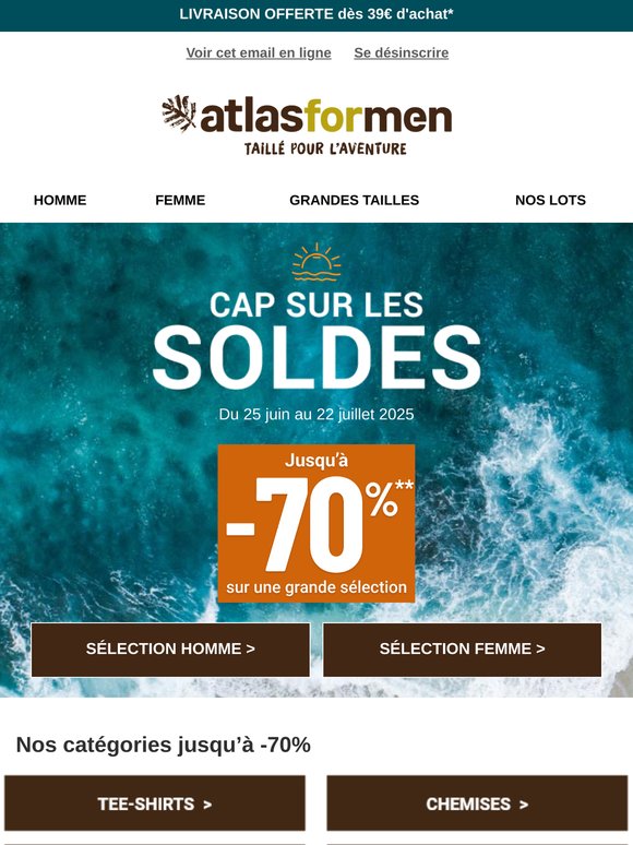 Début des Soldes : Jusqu'à -70% 🔴