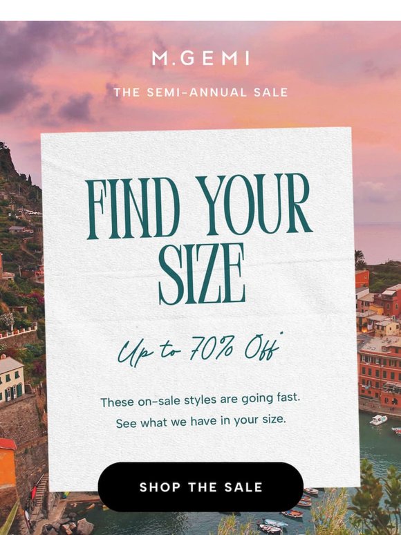 Your Size Is Up To 70% Off