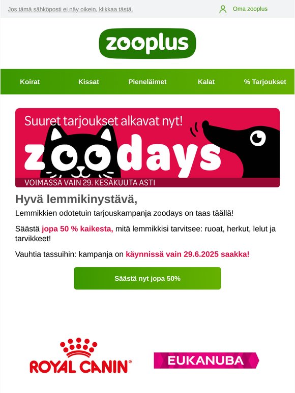 Jopa -50% suosituista tuotteista