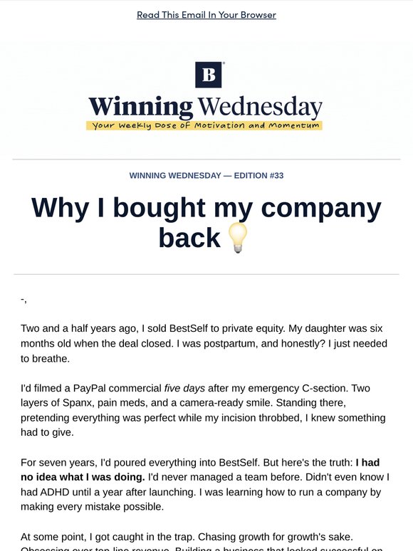 [Winning Wednesday] I sold my company. Then I bought it back.