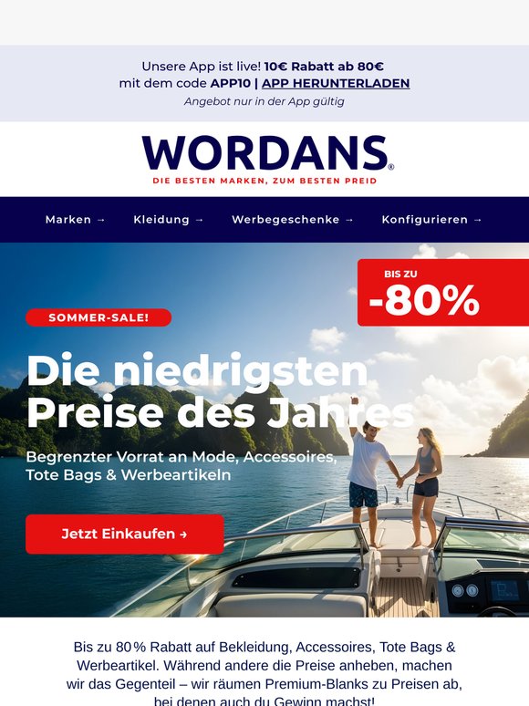 Die niedrigsten Preise des Jahres: Bis zu 80% Rabatt ⛵
