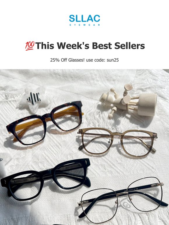 🏆 Best-Selling Glasses of the Week – Now 25% Off!