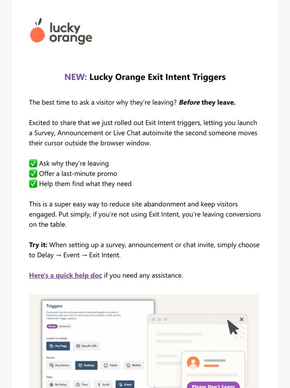 Exit Intent Triggers Are Here