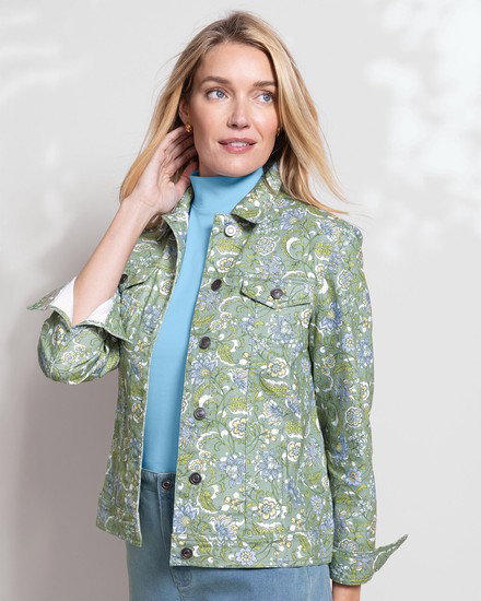 DreamFlex Jacobean Floral Jean Jacket