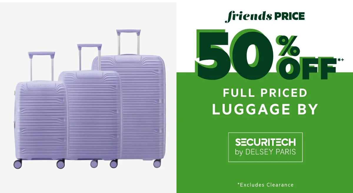 50% OFF*+ Full Priced Luggage by Security by Delsery Paris 