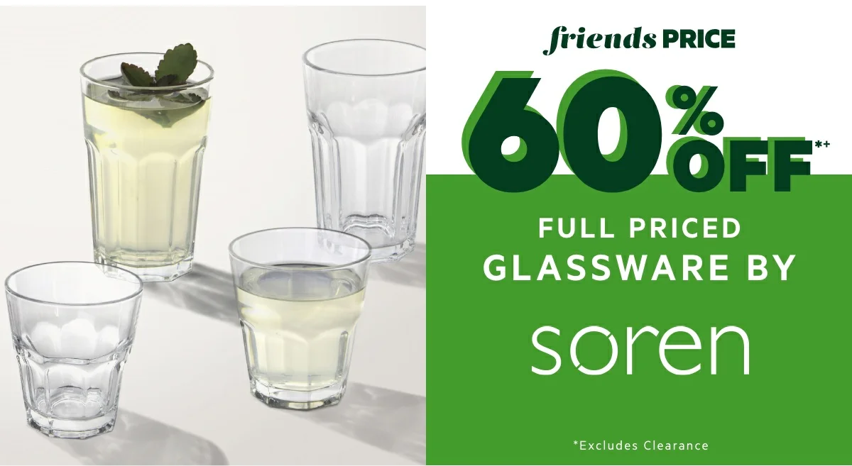 60% OFF*+ Full Priced Glassware by Soren 