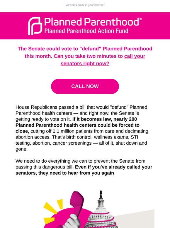 Planned Parenthood could be "defunded"