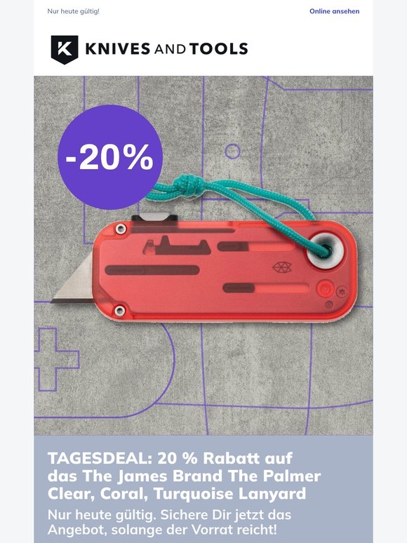 TAGESDEAL: 20 % Rabatt auf das The James Brand The Palmer Clear, Coral, Turquoise Lanyard