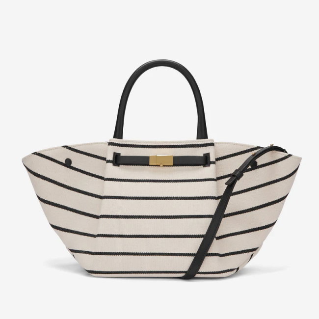 the midi new york black striped ecru canvas