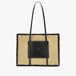 the capri natural raffia black smooth