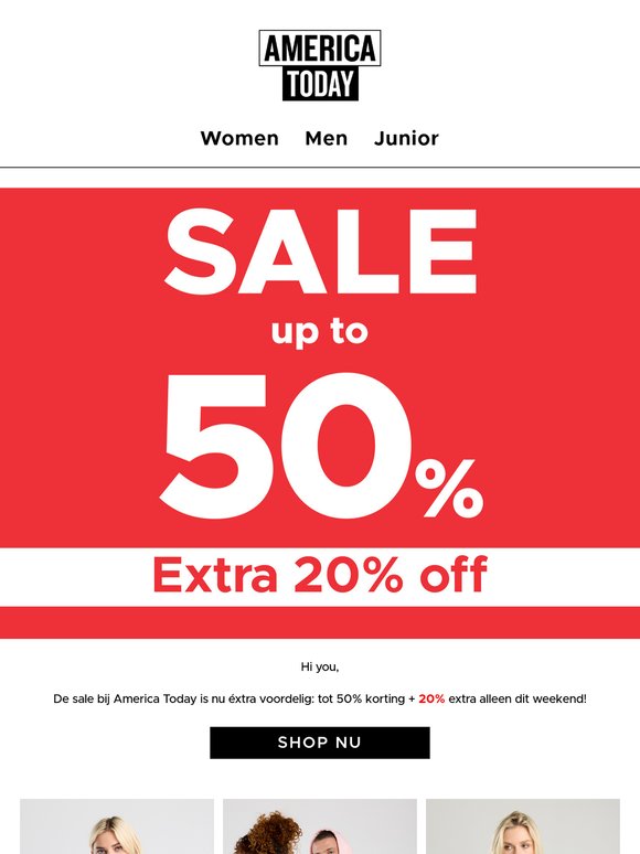 SALE TOT 50% + EXTRA 20% KORTING dit weekend