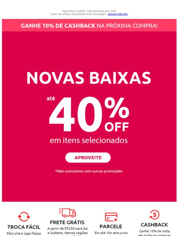 NOVAS BAIXAS com até 40%
