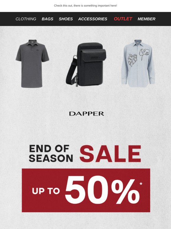 🛍️ END OF SEASON SALE ลดแรงส่งท้ายซีซั่น! เสื้อผ้า รองเท้า แอคเซสซอรี่ผู้ชายราคาพิเศษแบบที่ไม่ควรพลาด