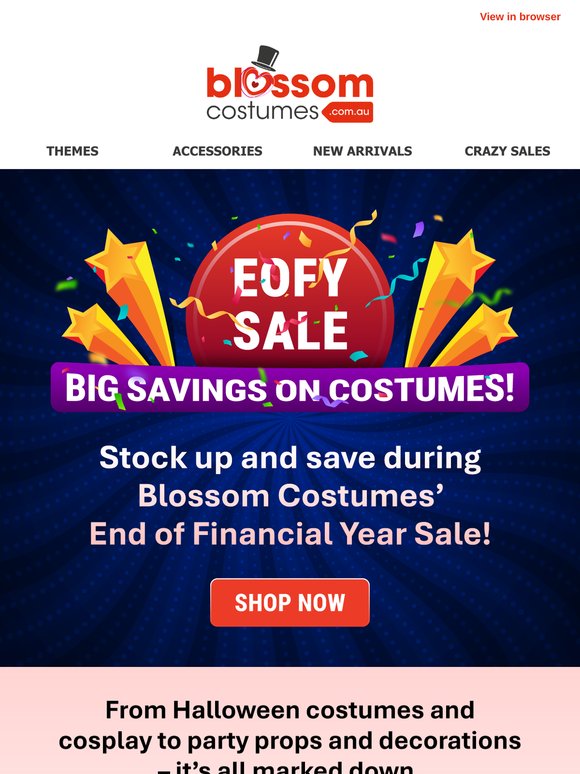 EOFY Costume Sale 🎉– Limited Time Only!
