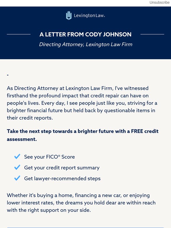 ✉️ —, A personal note from our Directing Attorney, Cody Johnson.