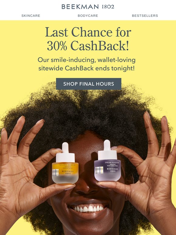 Final hours to earn 30% CashBack! ⏰