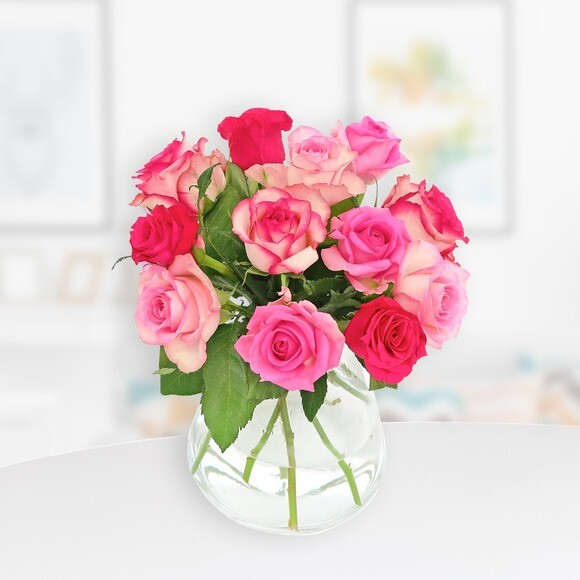 Rosenbox 12 Frische Rosen Rosa