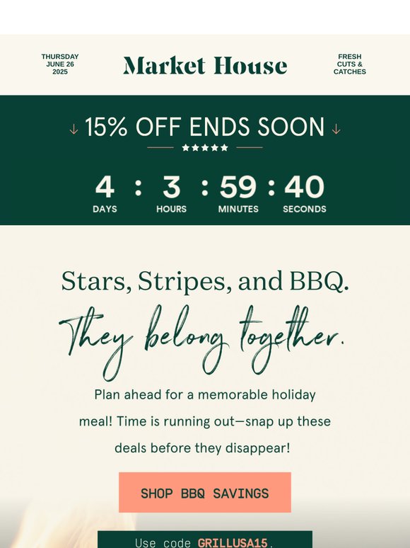 15% OFF July 4th Favorites for the BBQ