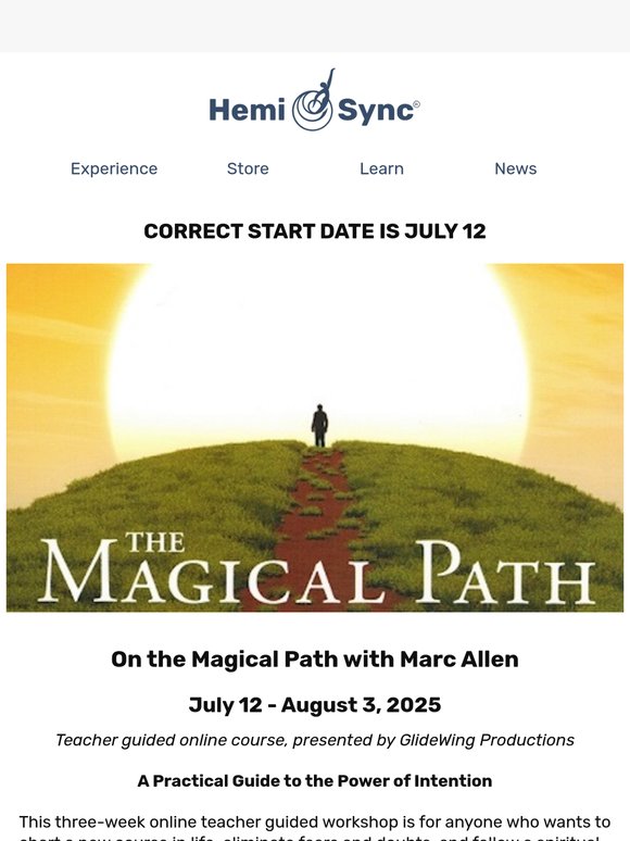 Correction of Dates for Magical Path Course