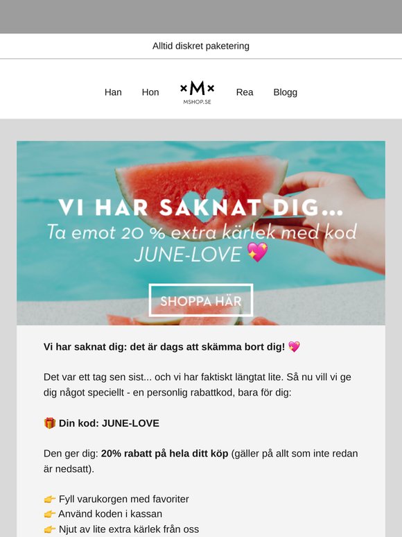 Kom tillbaka! Du kan spara 20% extra 💌