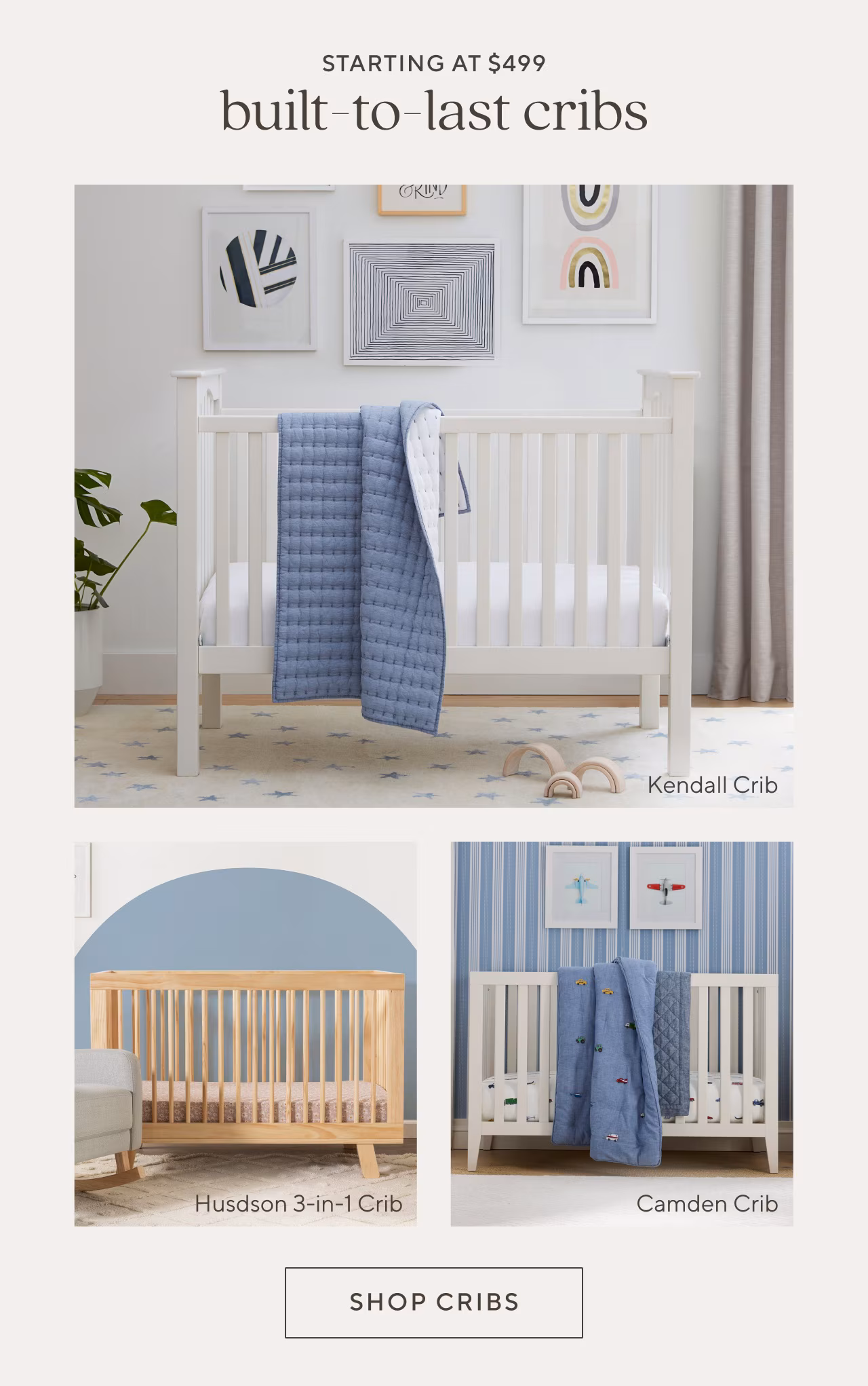 starting at $499. shop cribs