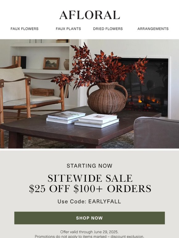 Early Fall Savings — $25 Off $100+ SITEWIDE✨