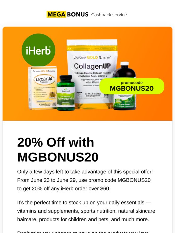 20% Off iHerb — Just a Few Days Left!