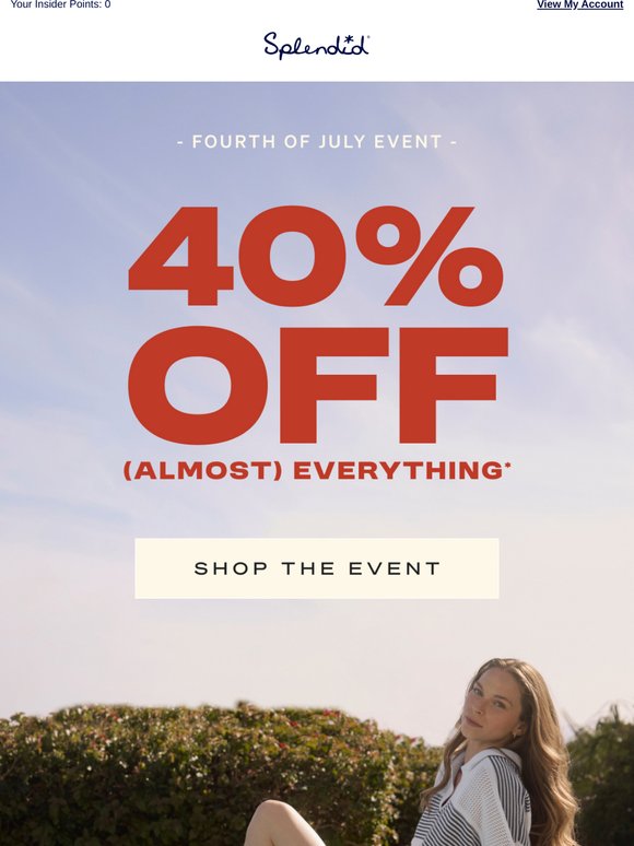 Almost July Splendid: 4th of July Event: 40% Off (Almost) Everything | Milled