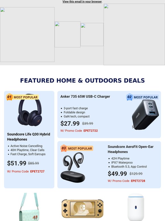 $69.99 WOLFBOX MF100 Cordless Air Duster! $25.99 Soundcore Life Q20 Headphones!