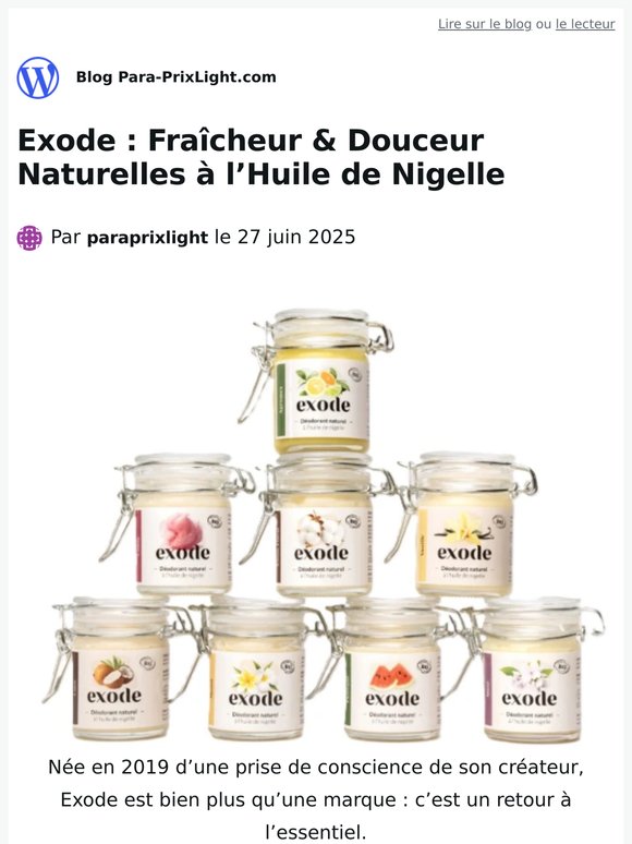 Exode : Fraîcheur & Douceur Naturelles à l’Huile de Nigelle