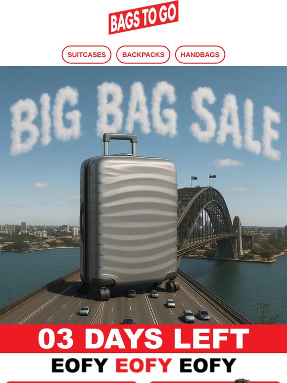 The EOFY Sale at Bagstogo is almost over! ⏳🧳