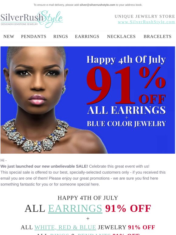 Happy 4th Of July - All 💎 Earrings + Blue Color Jewelry 91% Off