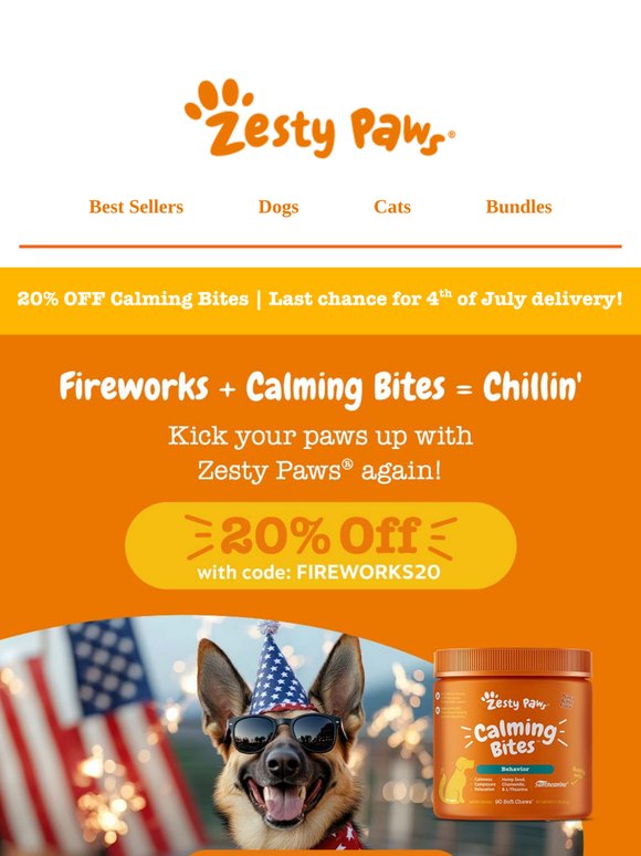 🐾🎆 Keep Calm for the 4th (and SAVE 20%)!