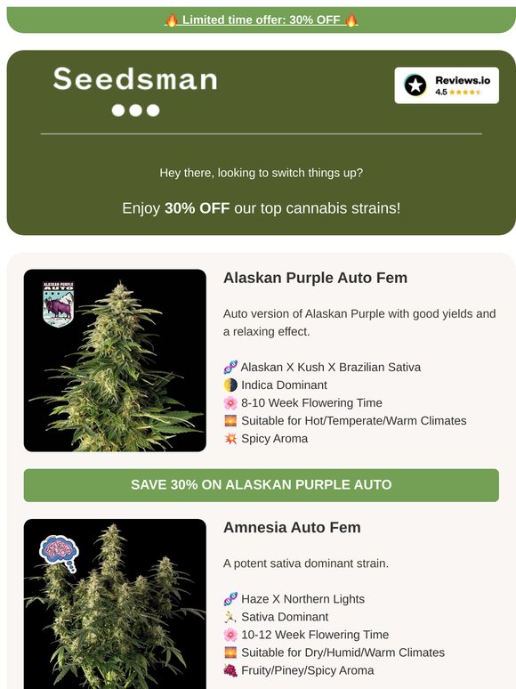 🌿 Save 30% on these popular Strains 🌿