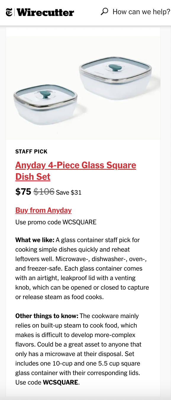 Anyday 4-Piece Glass Square Dish Set