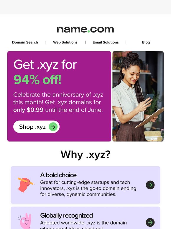 Save 94% on .xyz until Monday!