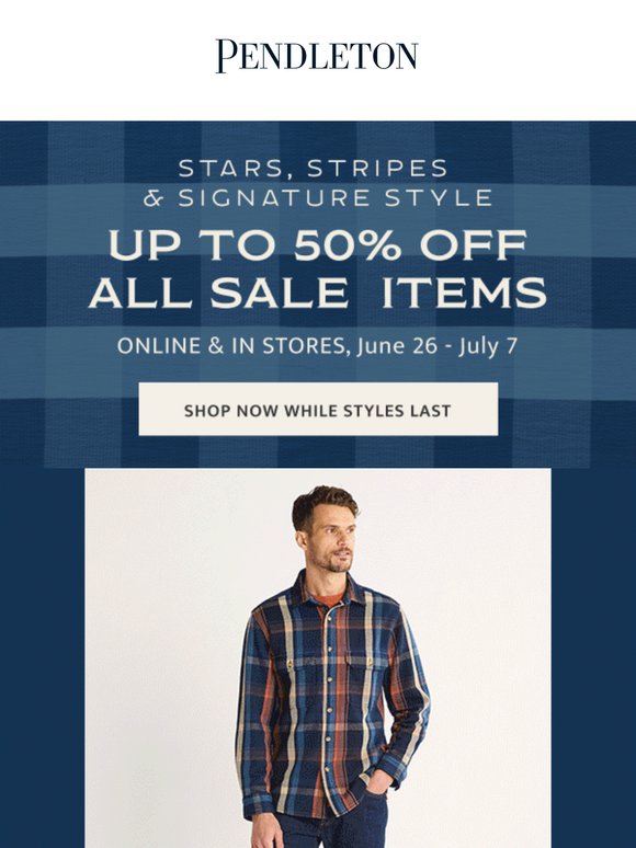 Up to 50% off sale, online & in stores