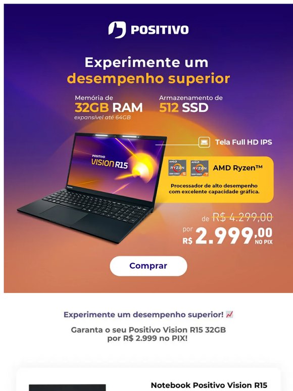 Garanta o seu Positivo Vision AMD! 🔥