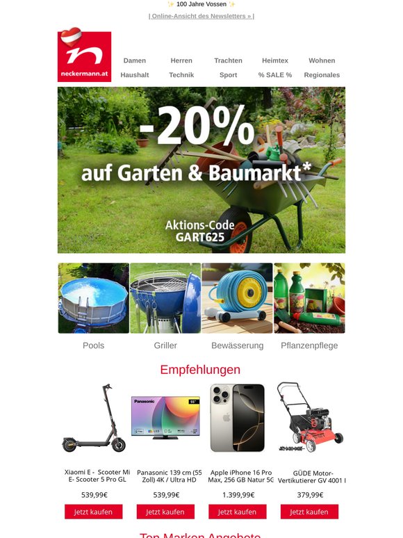 SPAREN! -20% auf Garten & Baumarkt 🌻