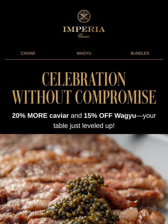 Celebrate July 4th with 20% MORE caviar and 15% OFF Wagyu. 🖤🥩