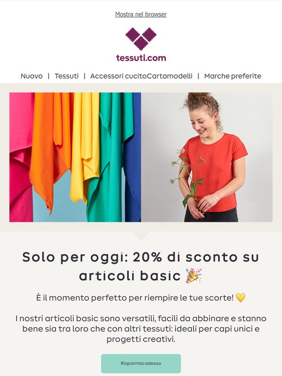 Solo per oggi: 20% di sconto su articoli basic