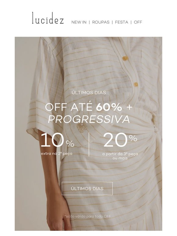 —, SALE | Todo OFF com até 60% + progressiva