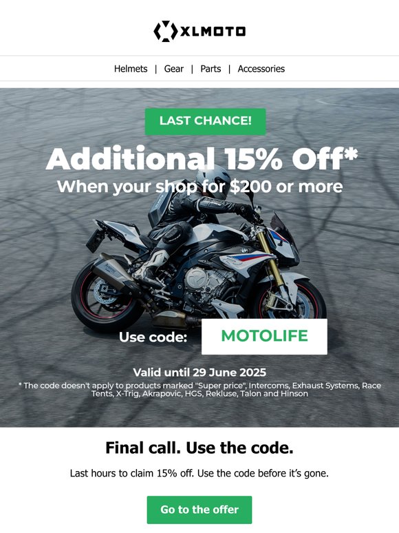 15% Off code expires tonight