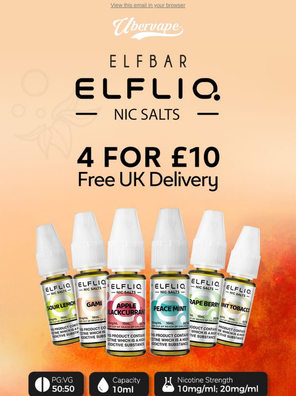 Elfliq by Elfbar - 4 for £10 - Free Delivery