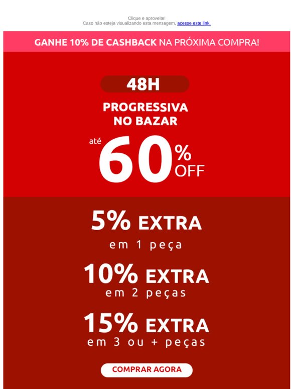 Tá acabando: desconto progressivo no Bazar!