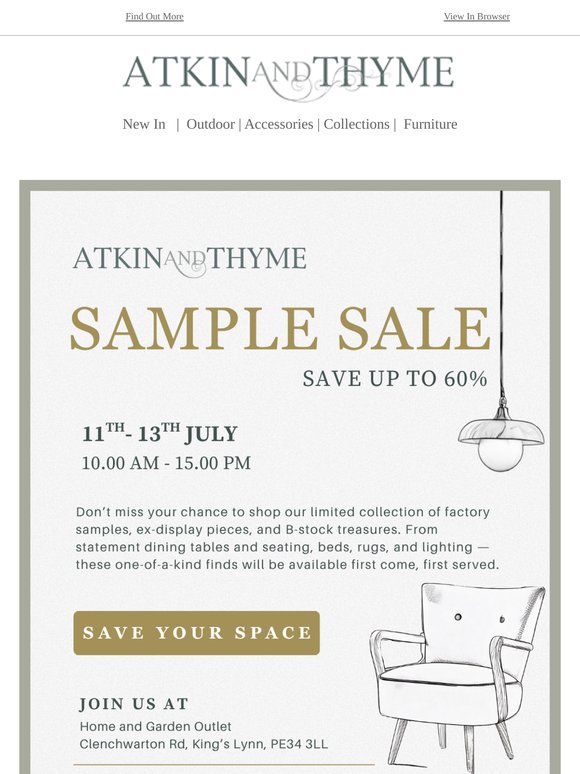 Sample Sale | Save Your Space