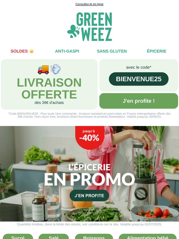Livraison offerte sur vos courses jusqu'à -40%
