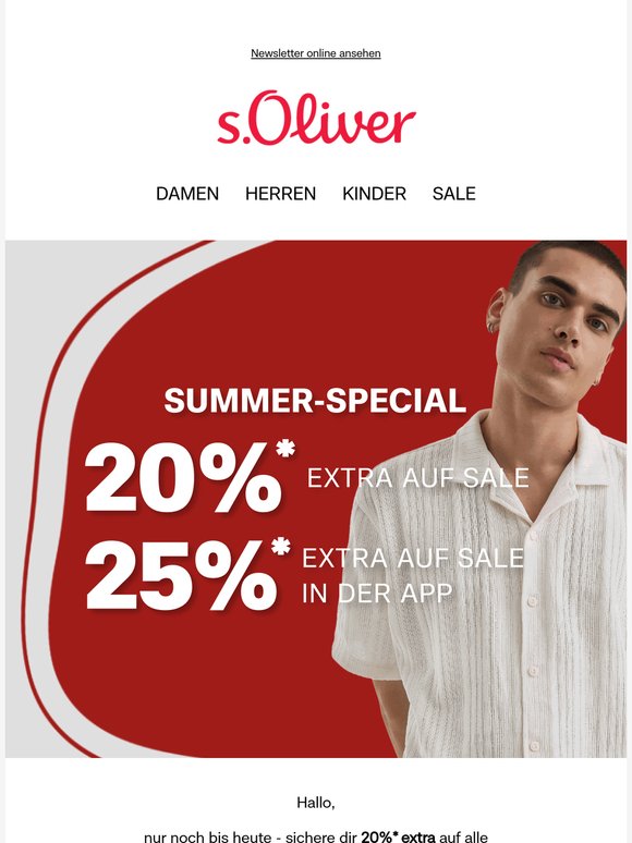 Endet heute: 25% extra auf Sale-Styles