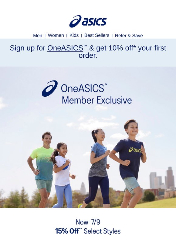 , unlock 15% OFF with OneASICS™.